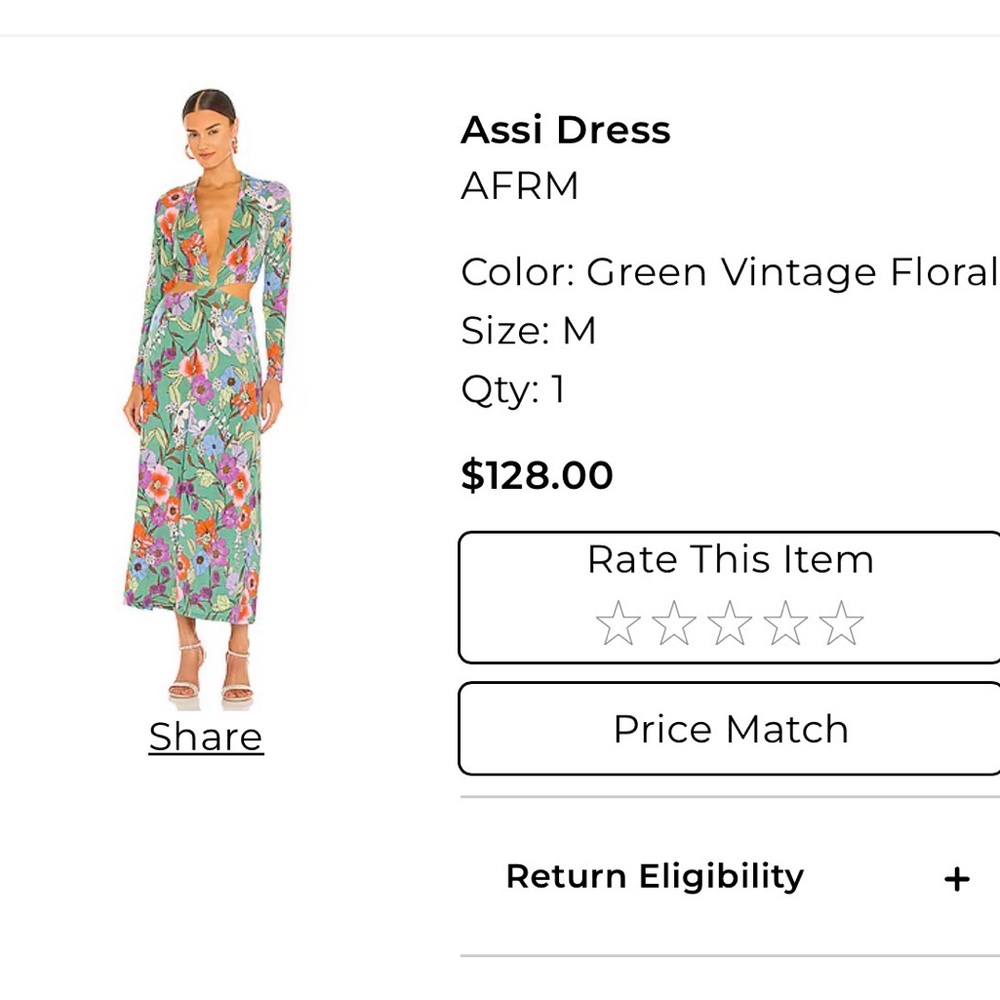 AFRM Women's Multicolor Floral Long Sleeve Dress
